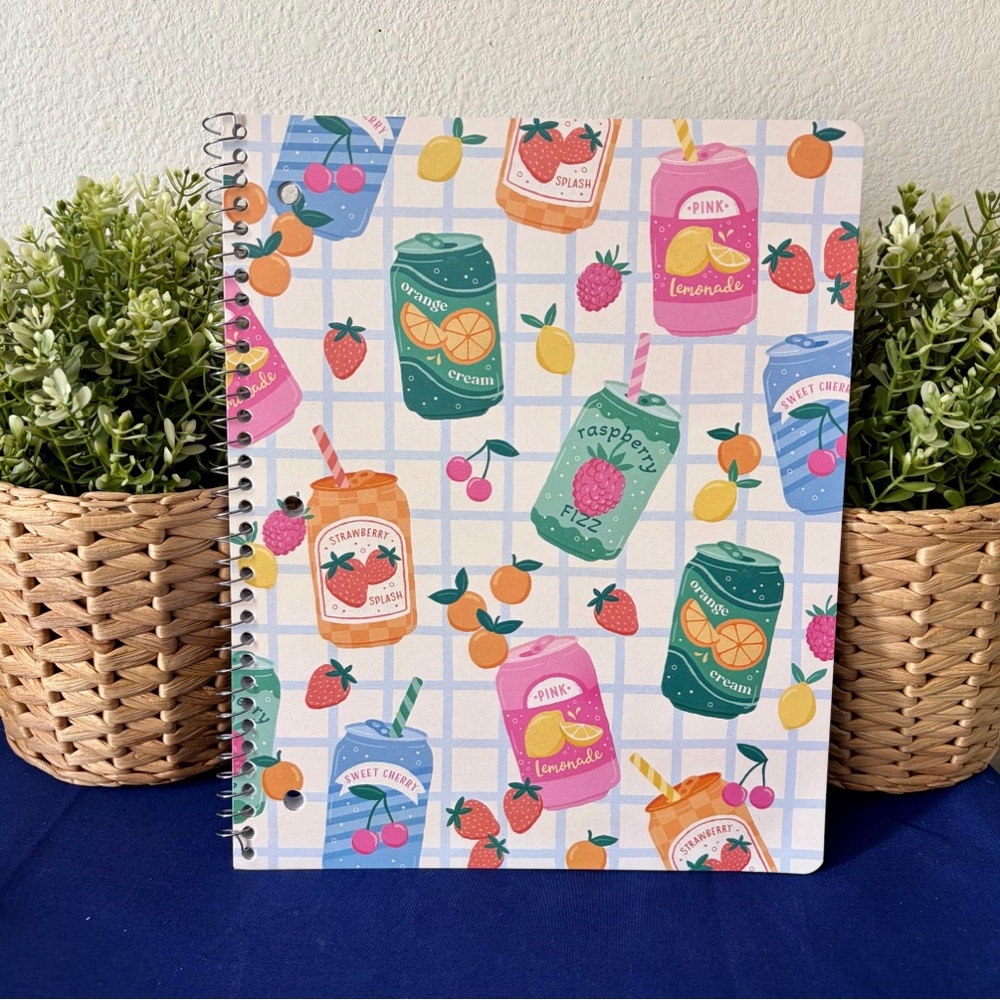 2 Spiral Retro Fruit Soda Notebooks ~ Summer Theme